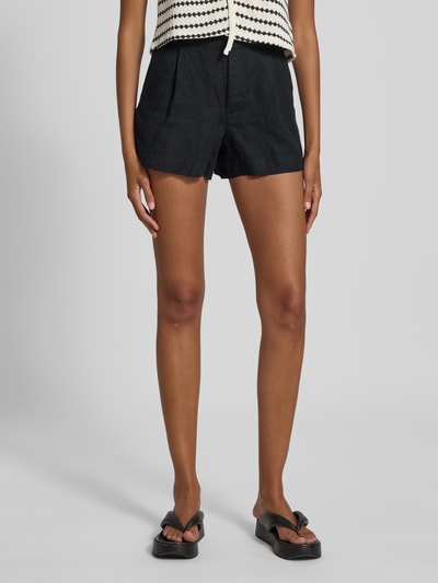 Gina Tricot Regular Fit Leinenshorts mit Bundfalten Black 4