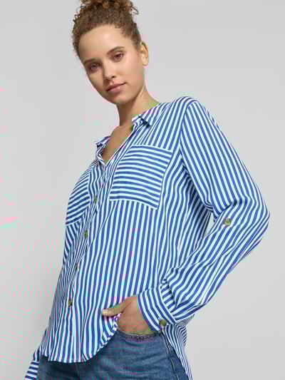Only Overhemdblouse van viscose met verlengd rugpand, model 'YASMIN' Blauw - 3