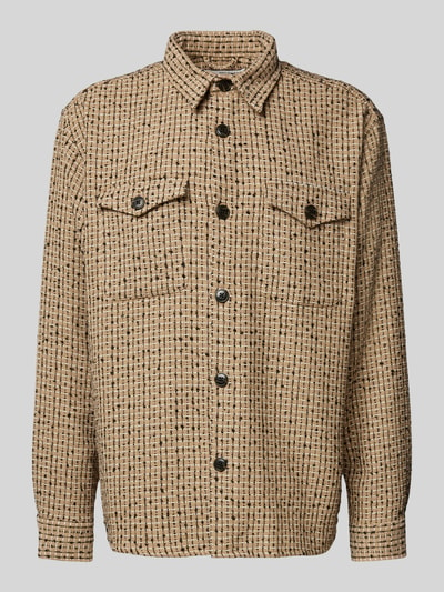 SELECTED HOMME Overshirt mit Strukturmuster Modell 'BOXY-MASONBOUCLE' Sand 1