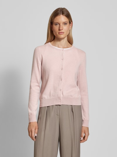 S.Marlon Kasjmier cardigan met ronde hals Rosé - 4