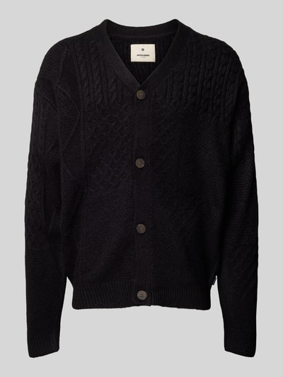 Jack & Jones Premium Strickjacke mit Zopfmuster Modell 'MARKUS' Black 1