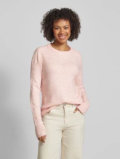 Fransa Gebreide pullover met ronde hals, model 'Rellis' Lichtroze gemêleerd - 4