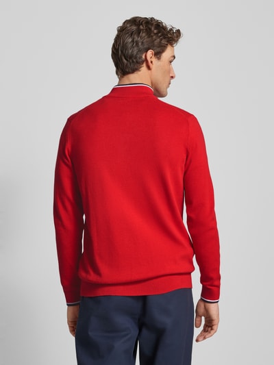 Christian Berg Men Strickjacke mit Zweiwege-Reißverschluss Rot 5