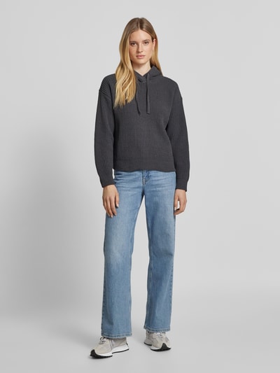 Vero Moda Geribde pullover met capuchon, model 'NEAT' Antraciet gemêleerd - 1