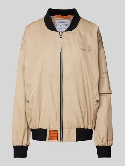 Original Bombers Bomberjacke mit Label-Patch Beige 2