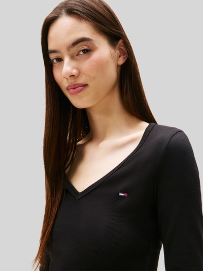 Tommy Jeans Slim Fit Langarmshirt mit Logo-Detail Black 3