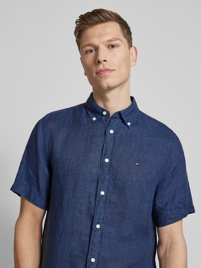 Tommy Hilfiger Regular fit linnen overhemd met button-downkraag Marineblauw - 3