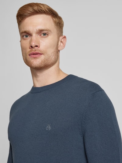 Marc O'Polo Regular fit gebreide pullover van een zachte mix van katoen en scheerwol Rookblauw - 3