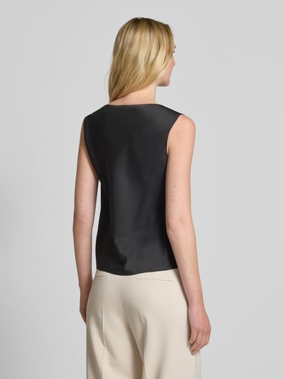BOSS Regular Fit Seidenblusentop mit Wasserfall-Ausschnitt Black 5