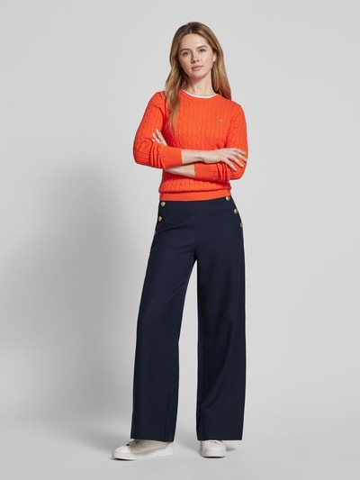 Gant Wide Leg Stoffhose mit Knopfleisten Marine 1