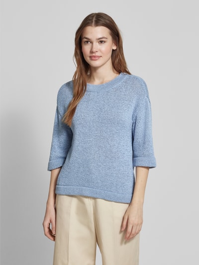 Kaffe Regular Fit Strickpullover mit Rundhalsausschnitt Hellblau 4