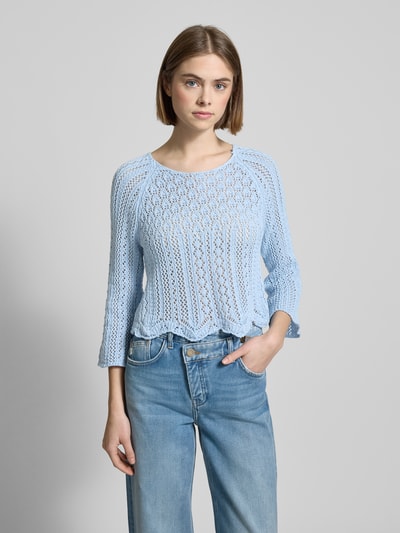 Only Cropped Strickpullover mit Baumwoll-Anteil Modell 'NOLA' Hellblau 4