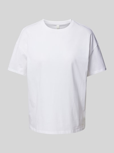 QS T-Shirt mit geripptem Rundhalsausschnitt Weiss 2