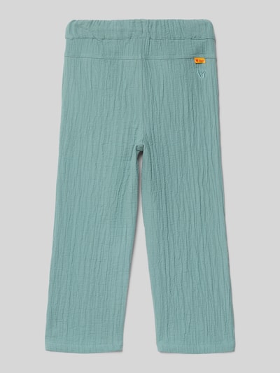 Produktfoto, Hose mit Eingrifftaschen und Stitching von Steiff in hellem Türkis, reine Baumwolle mit elastischem Bund, Regular Fit, sichtbare Textur