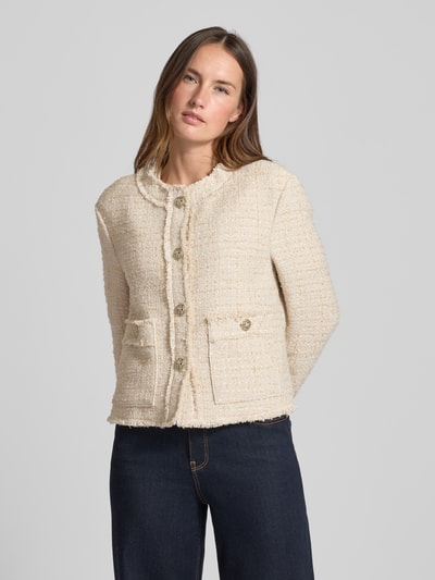 WHITE LABEL Blazer in Bouclé-Optik mit Knopfleiste Beige 4
