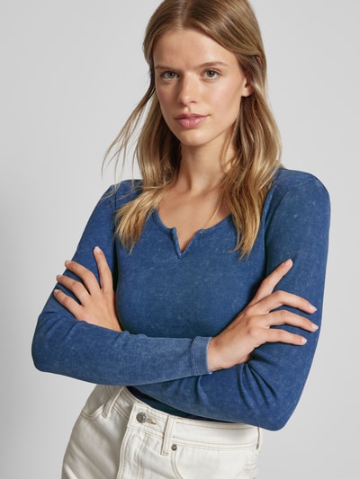 Only Shirt met lange mouwen en V-hals, model 'VALERIE' Rookblauw - 3