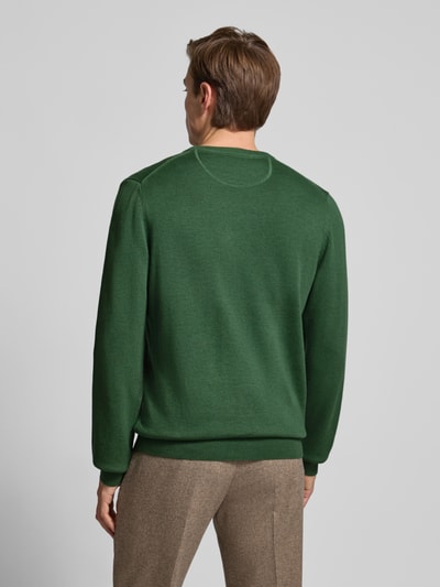 Christian Berg Men Gebreide pullover met ribboorden Olijfgroen gemêleerd - 5