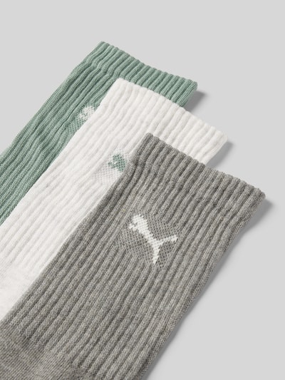 Puma Socken mit Logo-Print Modell 'CREW' im 3er-Pack Gruen 2