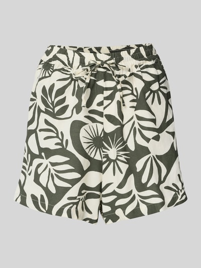 Only Szorty lniane o luźnym kroju z mieszanki wiskozy i bawełny model ‘JAKIRI’ Oliwkowy 2