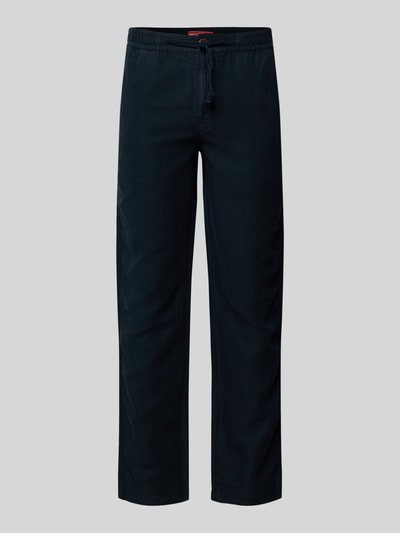 Superdry Straight leg linnen broek met tunnelkoord, model 'Merchant' Donkerblauw - 1