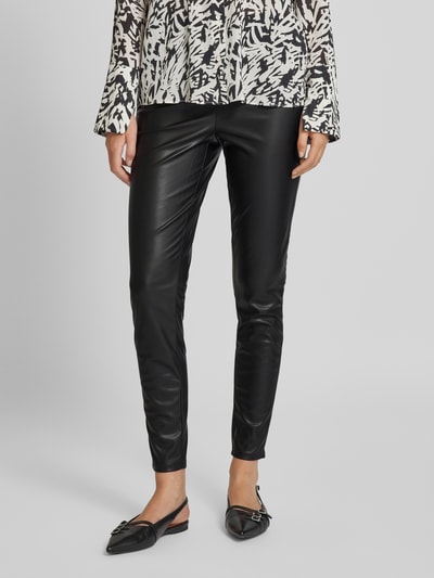 Vero Moda Slim fit broek in leerlook met figuurnaden, model 'LANA' Zwart - 4