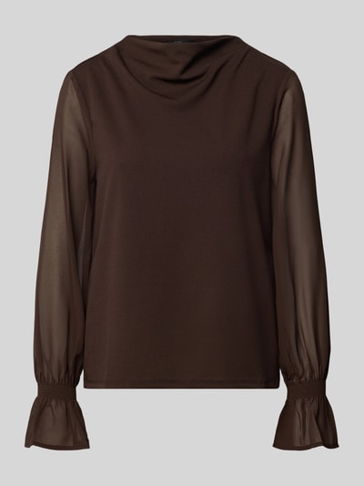 s.Oliver BLACK LABEL Relaxed Fit Langarmbluse mit Volants Dunkelbraun 1