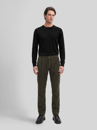Marc O'Polo Tapered Fit Cordhose aus Baumwolle mit Bundfalten Dunkelbraun 1