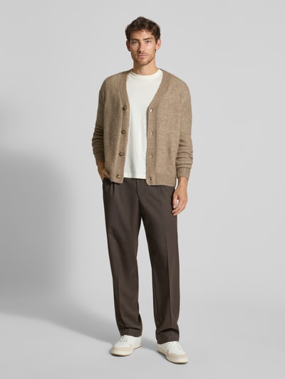 SELECTED HOMME Relaxed fit gebreid jack met alpacawol, model 'RAI' Hazelnoot - 1