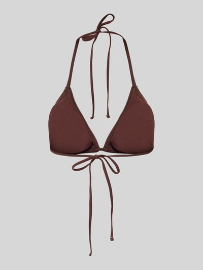 Produktfoto, Bikini-Oberteil mit rückseitiger Schnürung Modell 'BAOMI' von Pieces, Optik:Unifarben, Trägerform: Neckholder, ohne Bügel, gefüttert, Cup-Detail: herausnehmbar, Verschluss(Oberteil): Schnürverschluss