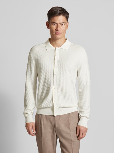 JAKE*S STUDIO MEN Cardigan aus Viskose mit Strukturmuster Offwhite 4