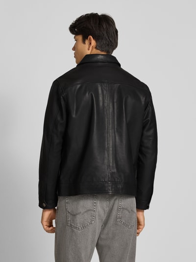 JACK & JONES Lederjacke mit Kentkragen Modell 'CASABLANCA' BLACK 5