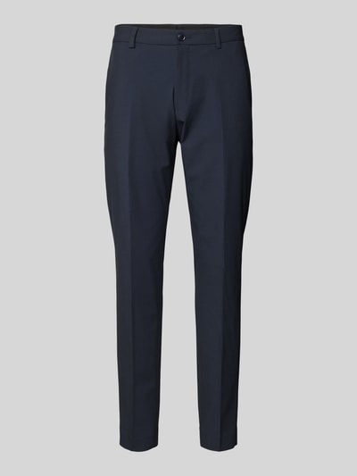 s.Oliver BLACK LABEL Tapered fit pantalon met persplooien, model 'Pure Flex' Marineblauw - 2