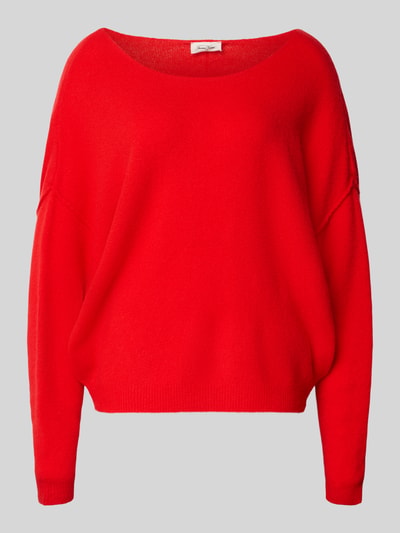 Produktfoto, Oversized Strickpullover mit U-Boot-Ausschnitt Modell 'DAMSVILLE' von American Vintage in kräftigem Rot, Material-Mix mit Lanawoll-Anteil, gerippte Abschlüsse, lockere Passform.