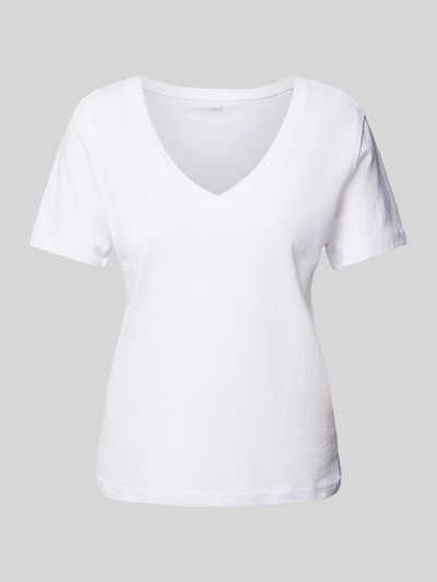 Mango T-Shirt mit V-Ausschnitt Modell 'CHALAPI' Weiss 2