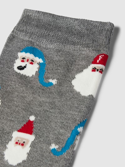 Thought Sokken met motiefdetails, model 'alfredo bamboo snowman' Middengrijs gemêleerd - 2