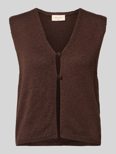 FREE/QUENT Strickweste mit Knopfverschluss Modell 'Grscaliva' Dunkelbraun 2