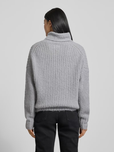 Fynch-Hatton Sweter o kroju relaxed fit z imitacji dzianiny z mieszanki wełny z alpaki Jasnoszary melanż 5