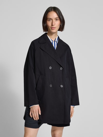 Marc O'Polo Relaxed fit trench cape van compact twill Marineblauw - 4