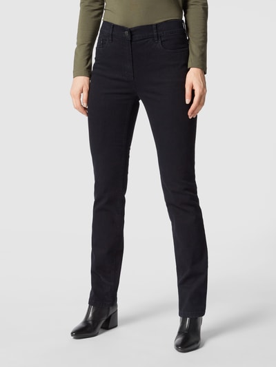Zerres Rinse-washed comfort S fit jeans, model 'CARLA' Zwart - 4