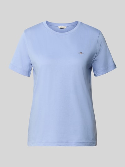 Produktfoto, lichtblauw Regular Fit T-shirt uit puur katoen van GANT, effen kleur, zachte textuur, dames t-shirt.