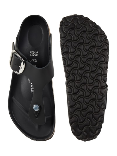 Birkenstock Teenslippers van leer, model 'Gizeh' Zwart - 5