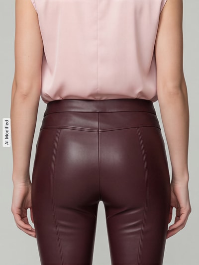 Raffaello Rossi Slim fit kunstleren broek van viscosemix model 'RESA' Bordeaux - 3