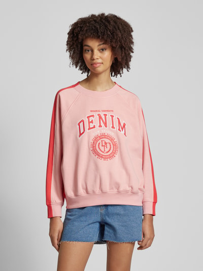 Tom Tailor Denim Sweatshirt in two-tone-stijl met labelstitching Roze - 4