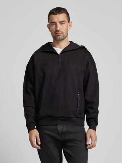 HUGO Sweatshirt met capuchon, model 'Dilacktech' Zwart - 4