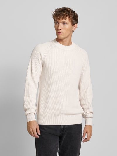 Casual Friday Strickpullover mit gerippten Abschlüssen Modell 'Kristian' Offwhite 4