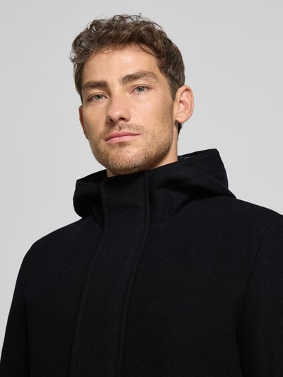 Manuel Ritz Wollen jas met opstaande kraag Marineblauw - 3