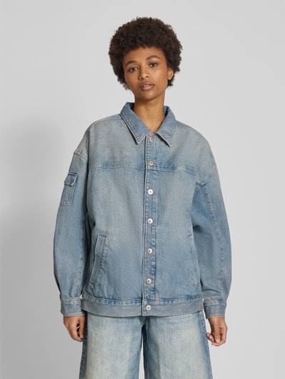 G-Star Raw Trucker Jacket mit Leistentaschen Modell 'Long Drifter' Hellblau 4
