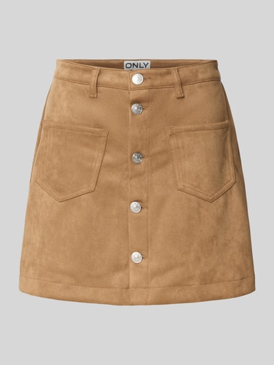 Only Eng anliegender Mini-Rock mit einreihiger Knopfleiste Modell 'AMAZING-STINA' Camel Melange 2