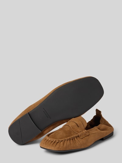 Produktfoto, loafersy 'Loafer aus echtem Leder mit glatter Sohle' von Copenhagen, naturalna skóra, materiał skóropodobny, gładka podeszwa, kolor brązowy, zaokrąglony czubek, wysokość obcasa: 1 cm, wysokość cholewki: 7 cm, szerokość w rozmiarze 40: 16 cm
