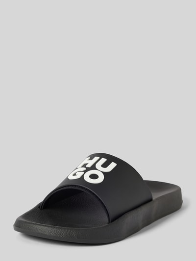 HUGO Slippers met labelprint, model 'Nil' Zwart - 1